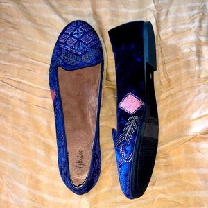 NWOT/B Style & Co Alysonn Blue/Multi Velvet Ballet Flats Sz 10
